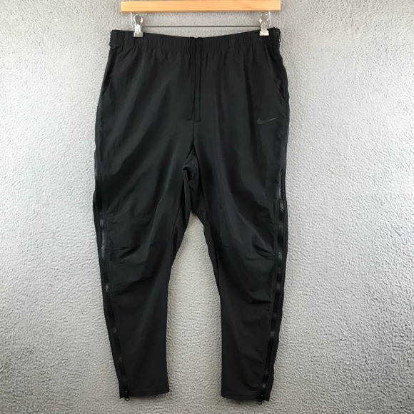 Nike Tennis Track Pants Mens Medium Black Full Zip Lightweight Athletic - Picture 1 of 9